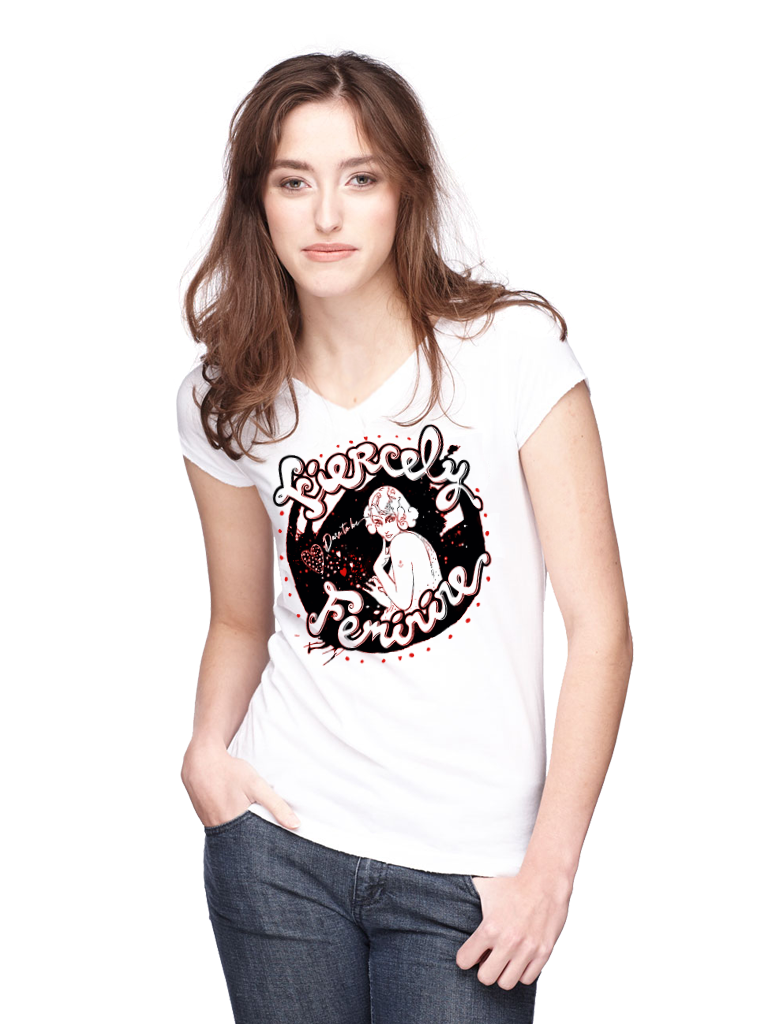 T-shirt - Fiercely Feminine - Womens V-Neck