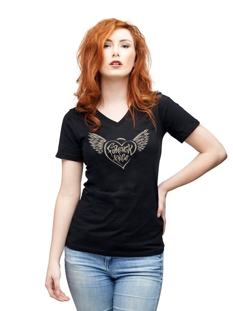 T-shirt - Forever Free - Womens Vneck