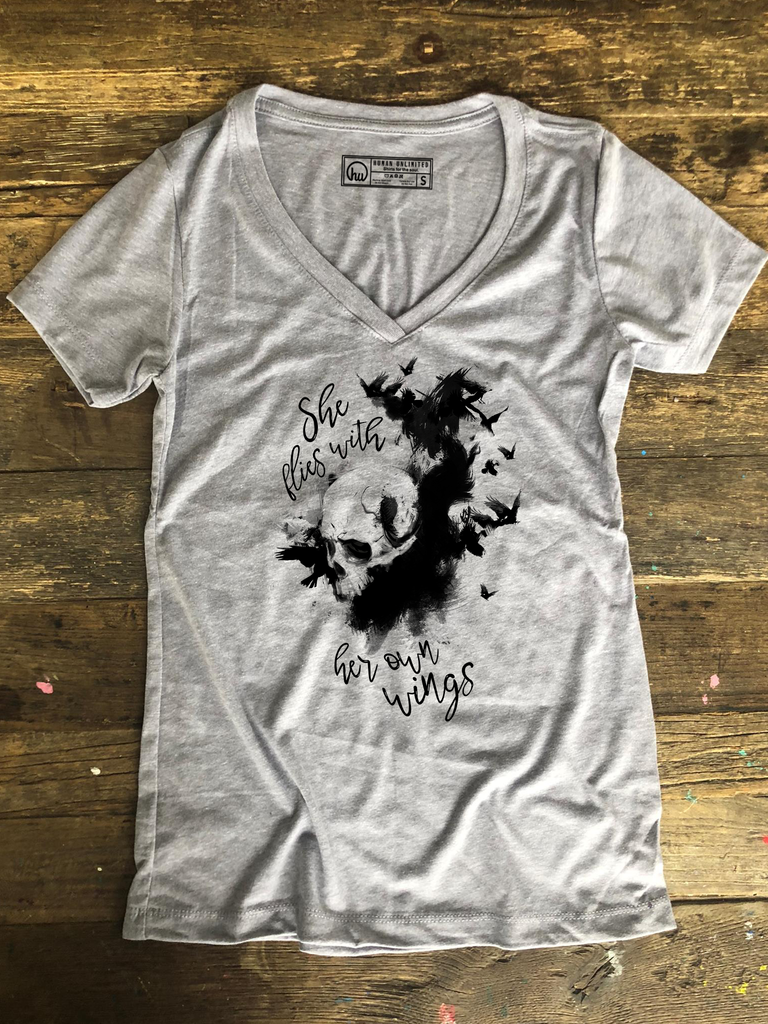 T-shirt - She Flies With Her Own Wings - Womens Vneck